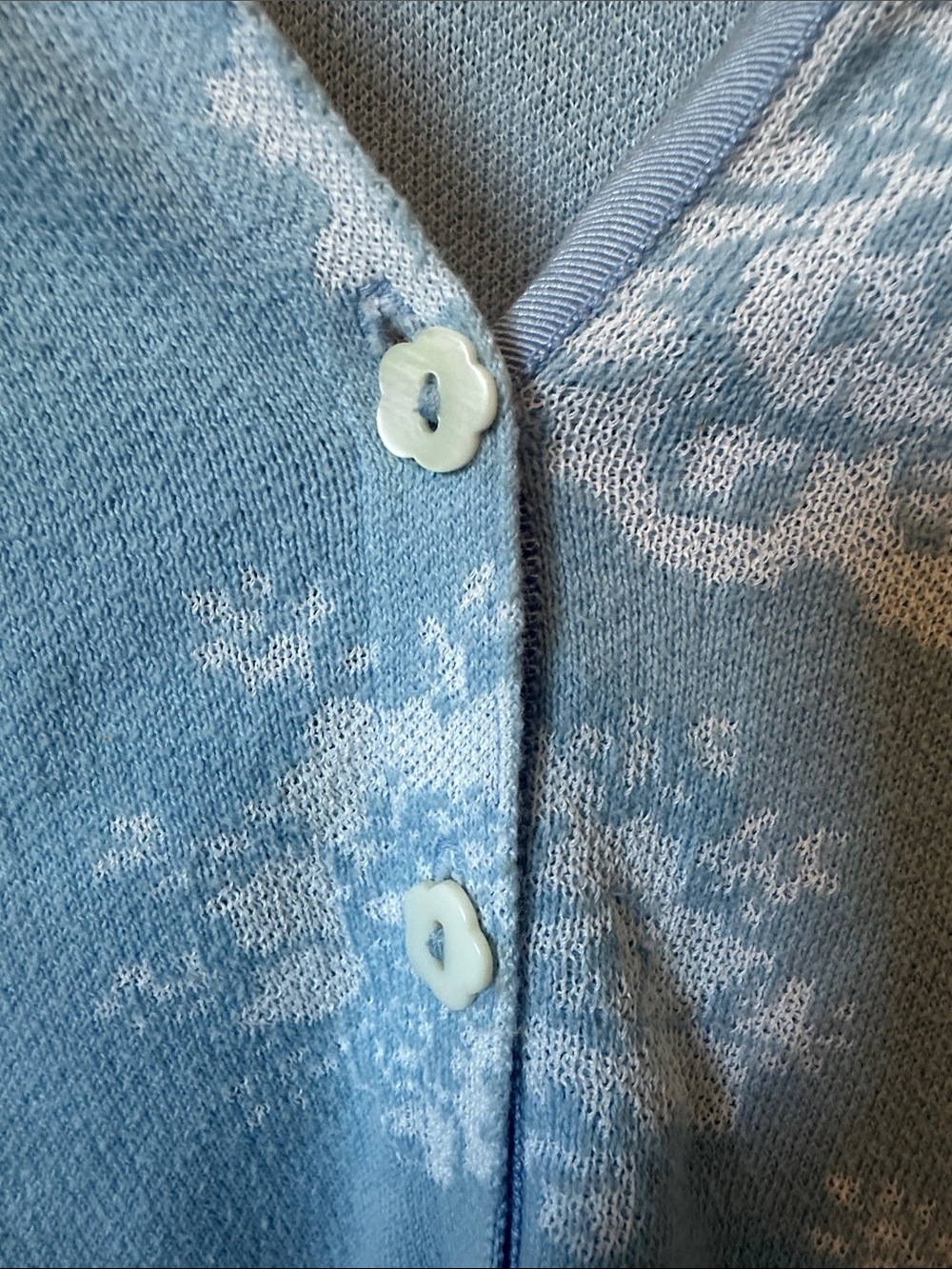 Sigrid Olsen Boden Light Blue Floral V-Neck Button Cardigan Sweater Women's M - Picture 6 of 12